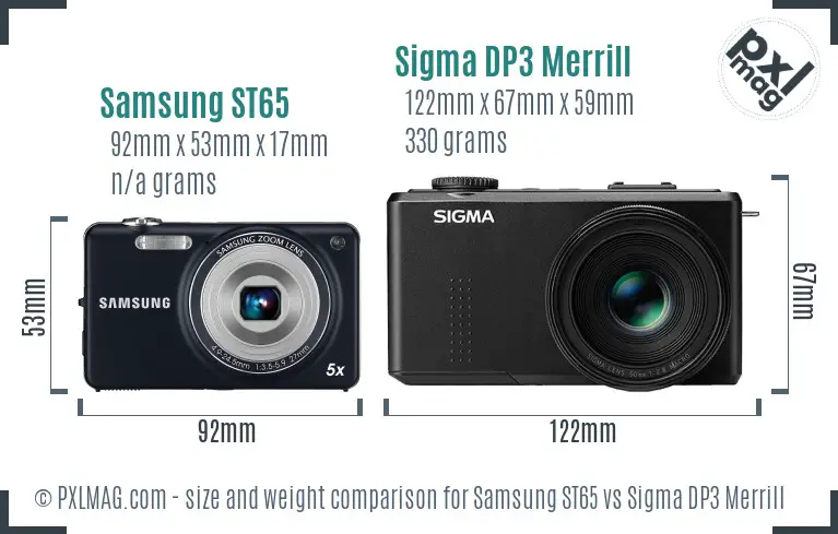 Samsung ST65 vs Sigma DP3 Merrill size comparison