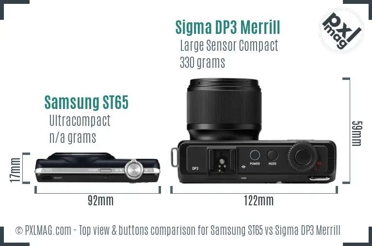 Samsung ST65 vs Sigma DP3 Merrill top view buttons comparison