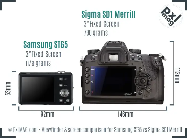 Samsung ST65 vs Sigma SD1 Merrill Screen and Viewfinder comparison