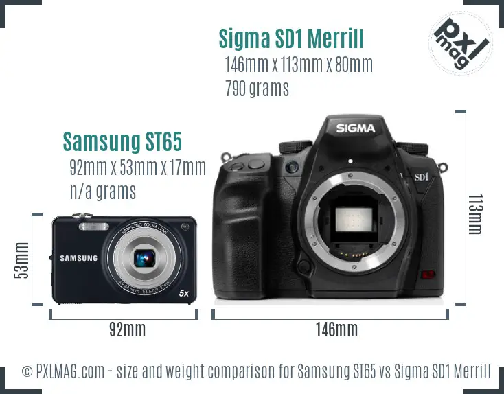 Samsung ST65 vs Sigma SD1 Merrill size comparison