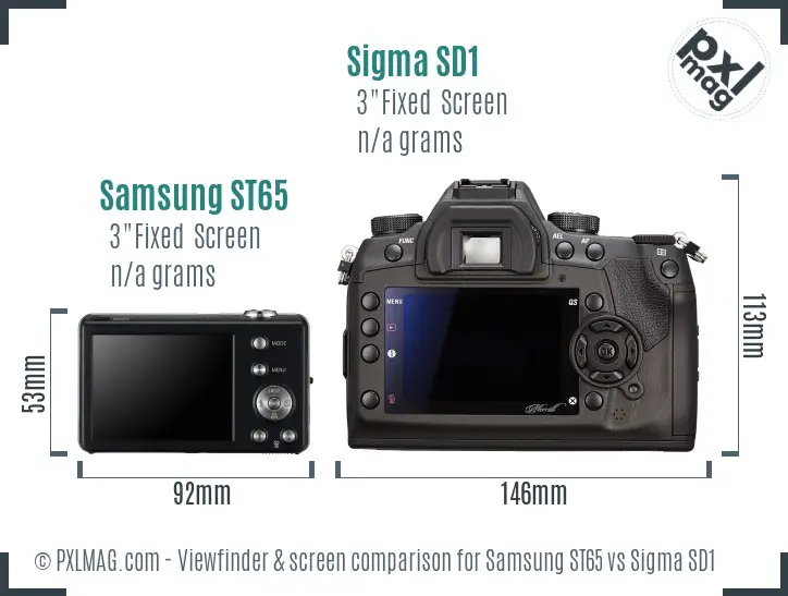 Samsung ST65 vs Sigma SD1 Screen and Viewfinder comparison