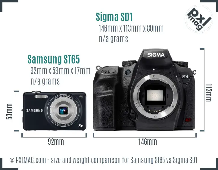 Samsung ST65 vs Sigma SD1 size comparison