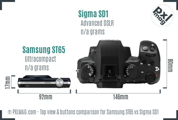 Samsung ST65 vs Sigma SD1 top view buttons comparison