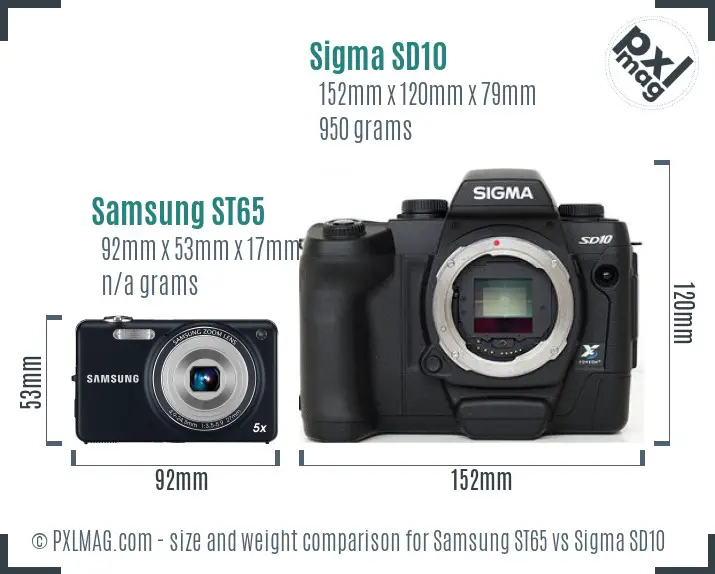Samsung ST65 vs Sigma SD10 size comparison