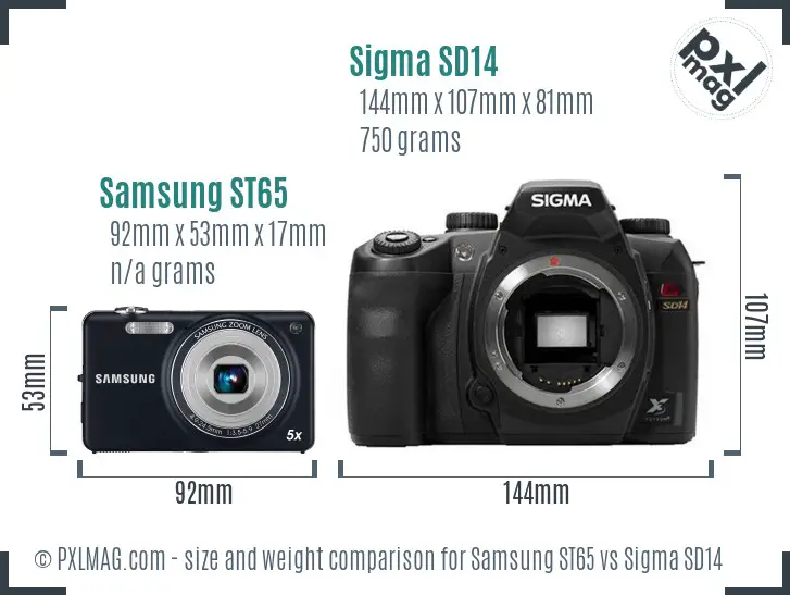 Samsung ST65 vs Sigma SD14 size comparison
