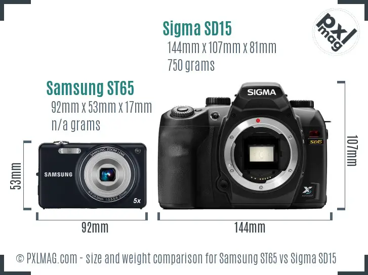 Samsung ST65 vs Sigma SD15 size comparison