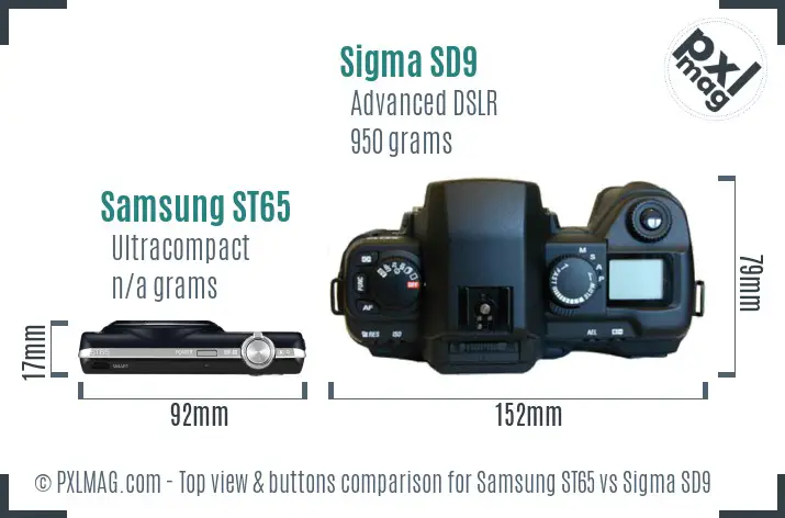 Samsung ST65 vs Sigma SD9 top view buttons comparison