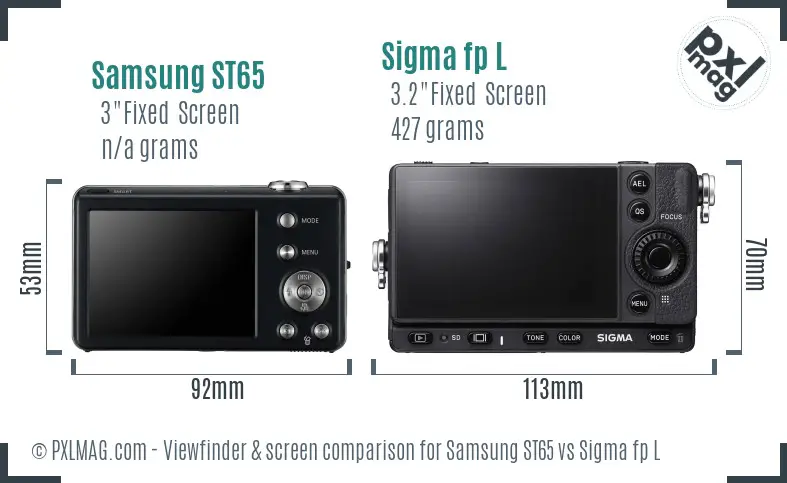 Samsung ST65 vs Sigma fp L Screen and Viewfinder comparison