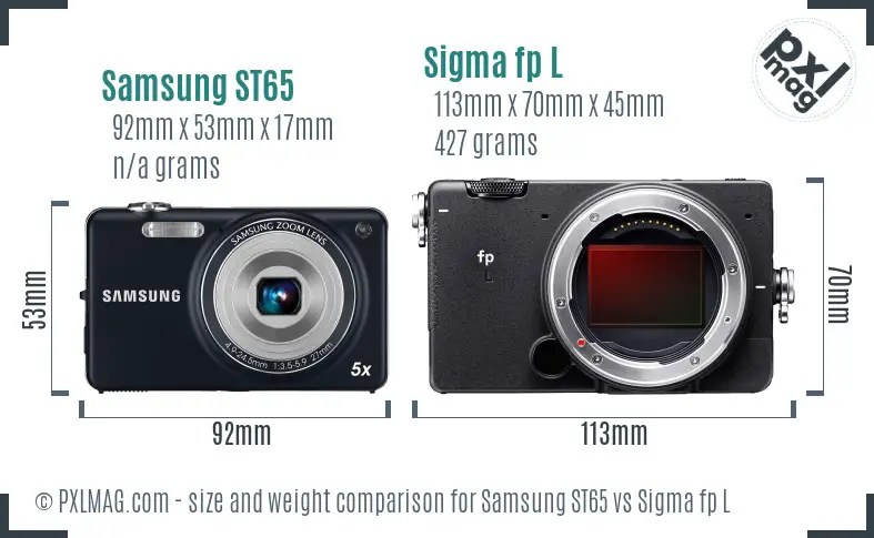 Samsung ST65 vs Sigma fp L size comparison
