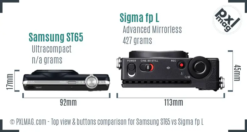 Samsung ST65 vs Sigma fp L top view buttons comparison