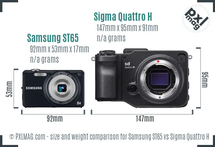 Samsung ST65 vs Sigma Quattro H size comparison