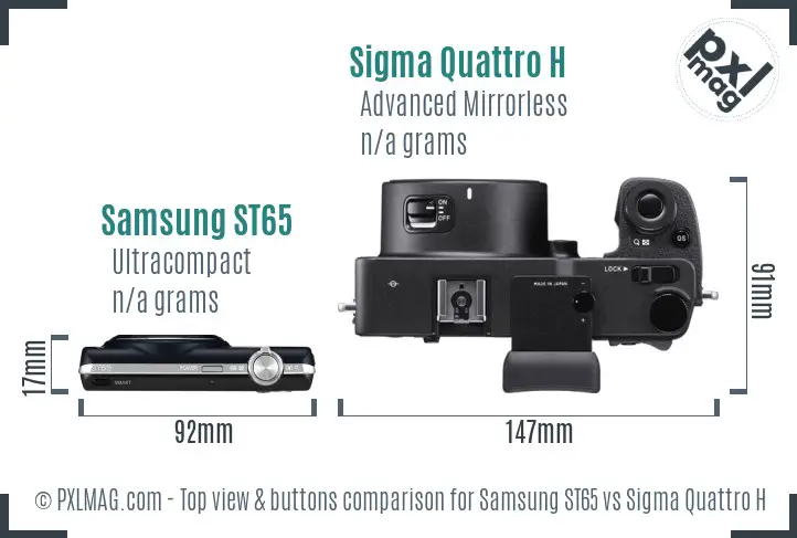 Samsung ST65 vs Sigma Quattro H top view buttons comparison
