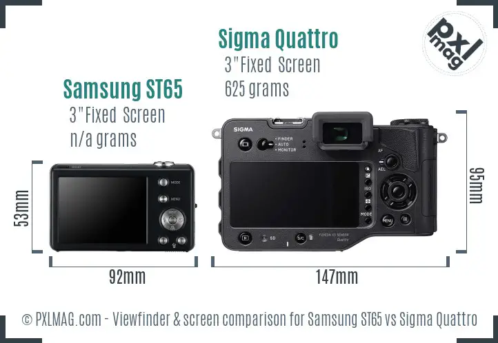 Samsung ST65 vs Sigma Quattro Screen and Viewfinder comparison