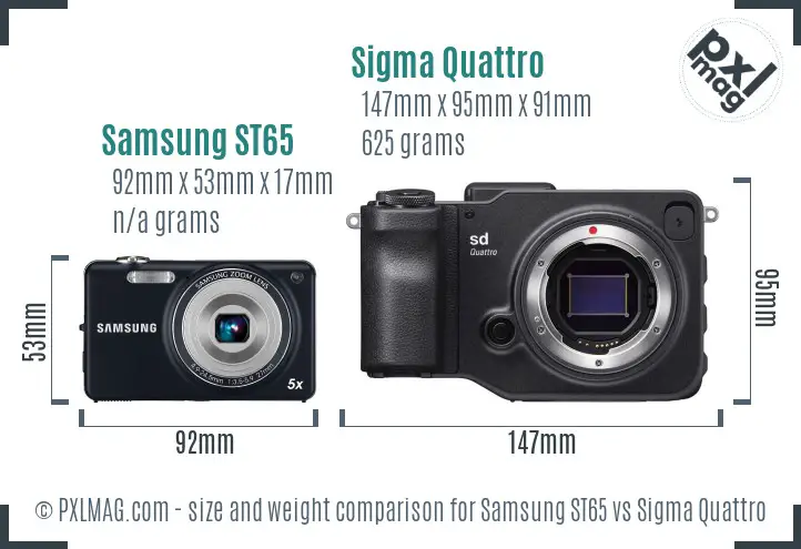 Samsung ST65 vs Sigma Quattro size comparison
