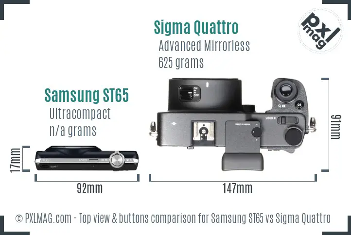 Samsung ST65 vs Sigma Quattro top view buttons comparison