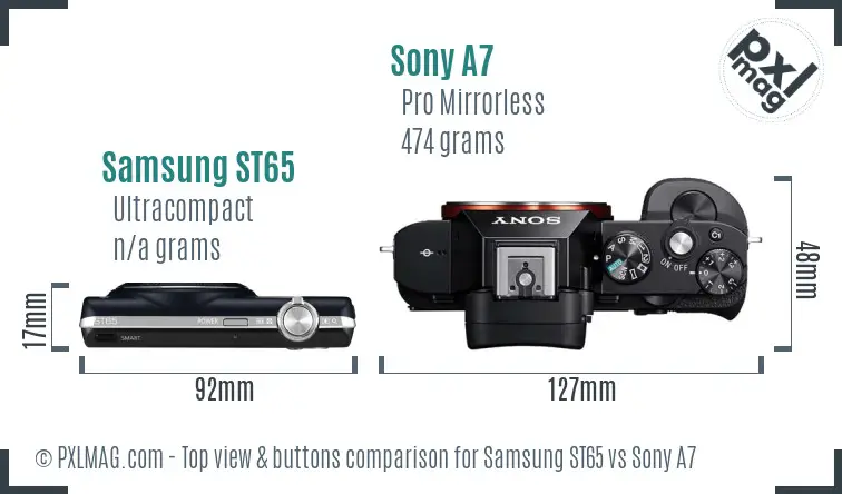 Samsung ST65 vs Sony A7 top view buttons comparison