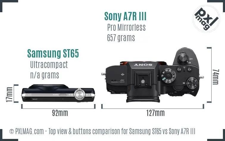 Samsung ST65 vs Sony A7R III top view buttons comparison