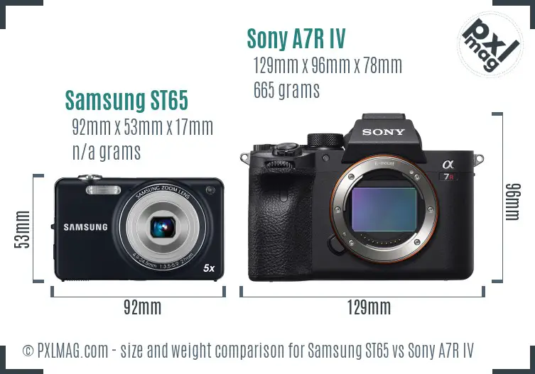 Samsung ST65 vs Sony A7R IV size comparison