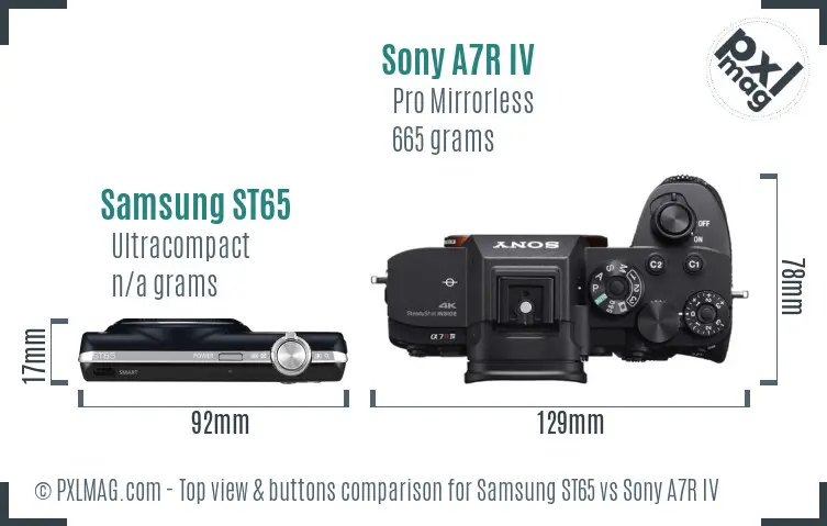 Samsung ST65 vs Sony A7R IV top view buttons comparison