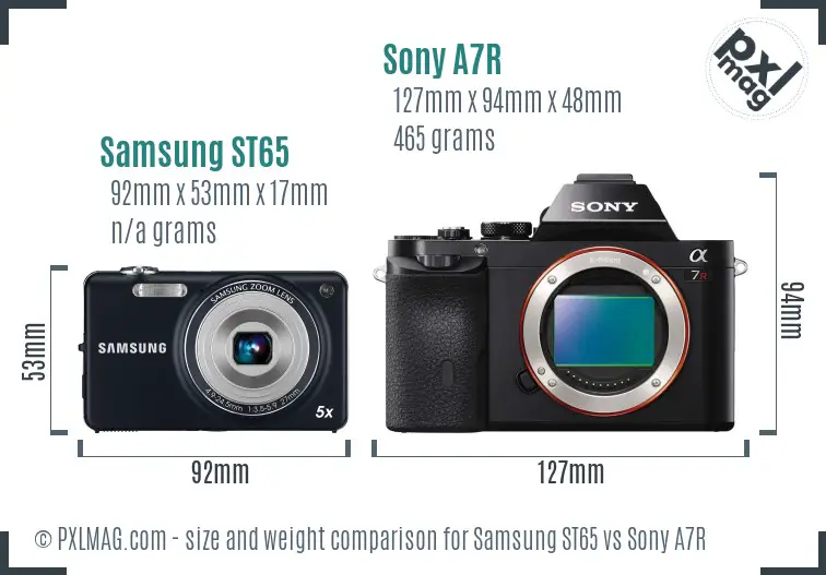 Samsung ST65 vs Sony A7R size comparison