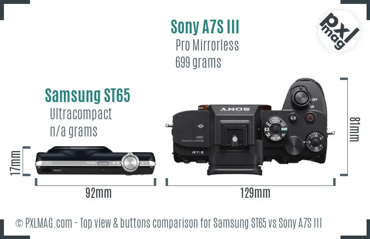 Samsung ST65 vs Sony A7S III top view buttons comparison