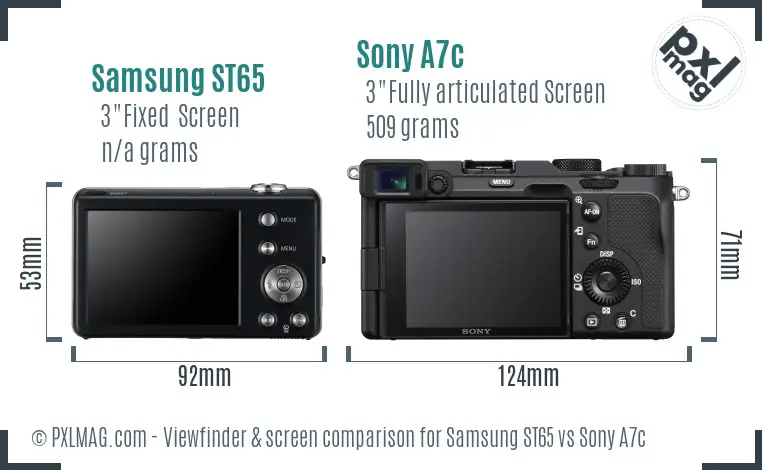 Samsung ST65 vs Sony A7c Screen and Viewfinder comparison