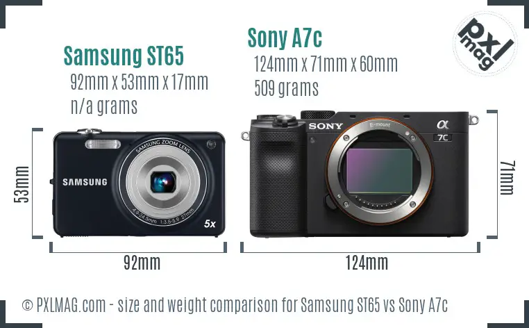 Samsung ST65 vs Sony A7c size comparison