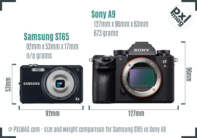 Samsung ST65 vs Sony A9 size comparison