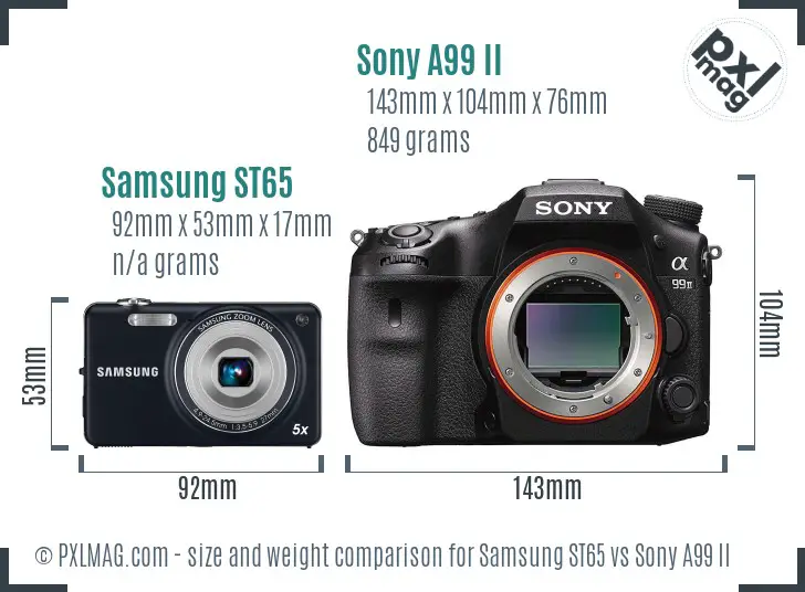 Samsung ST65 vs Sony A99 II size comparison Samsung ST65 vs Sony A99 II size comparison