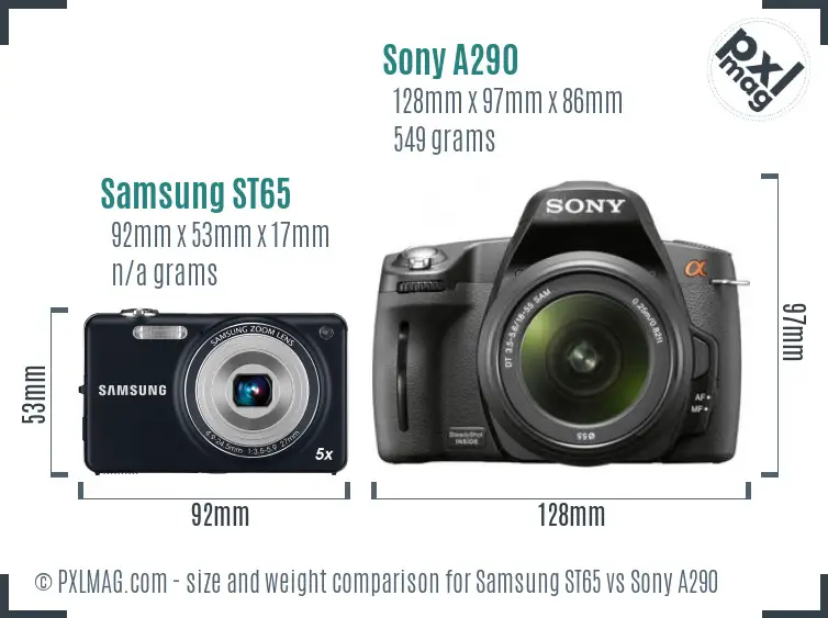 Samsung ST65 vs Sony A290 size comparison