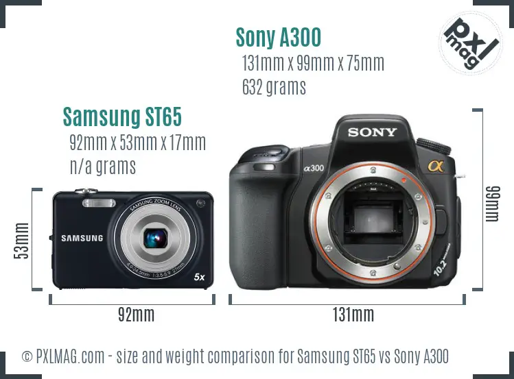 Samsung ST65 vs Sony A300 size comparison Samsung ST65 vs Sony A300 size comparison