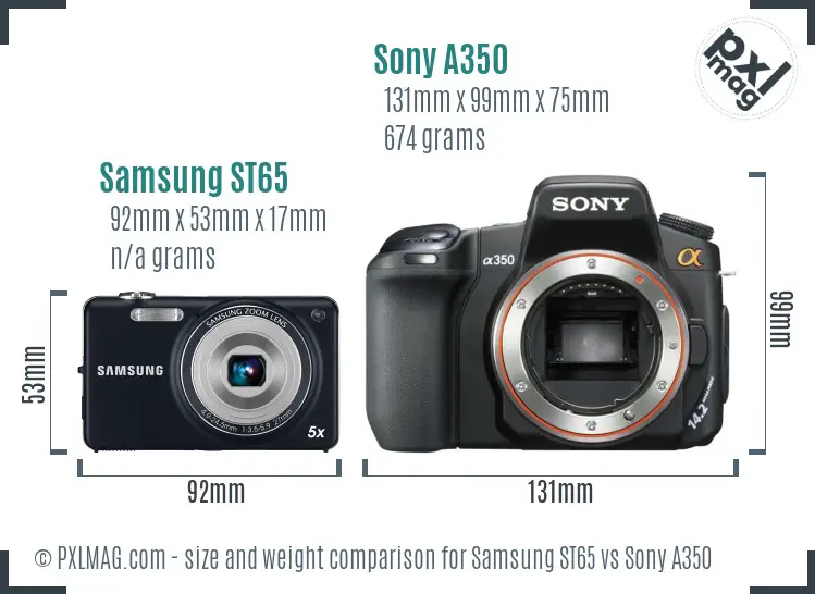 Samsung ST65 vs Sony A350 size comparison
