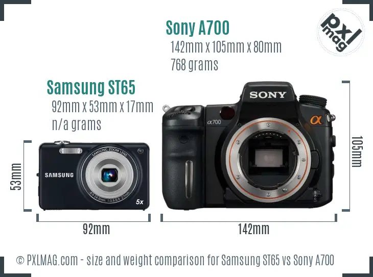 Samsung ST65 vs Sony A700 size comparison