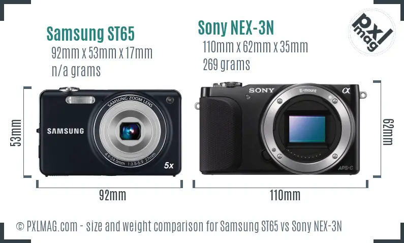 Samsung ST65 vs Sony NEX-3N size comparison Samsung ST65 vs Sony NEX-3N size comparison