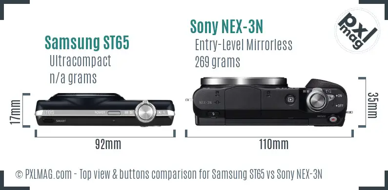 Samsung ST65 vs Sony NEX-3N top view buttons comparison
