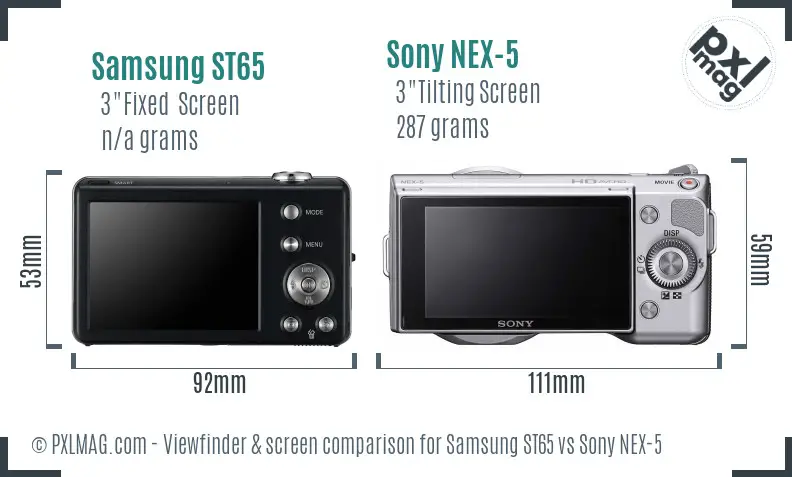 Samsung ST65 vs Sony NEX-5 Screen and Viewfinder comparison Samsung ST65 vs Sony NEX-5 Screen and Viewfinder comparison