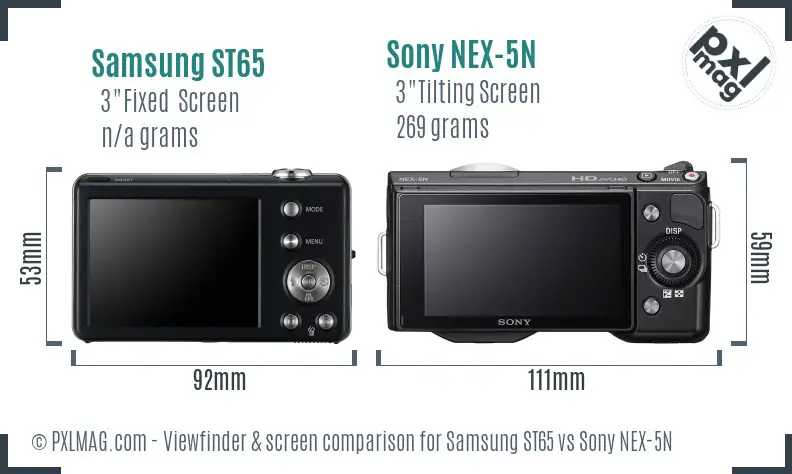 Samsung ST65 vs Sony NEX-5N Screen and Viewfinder comparison