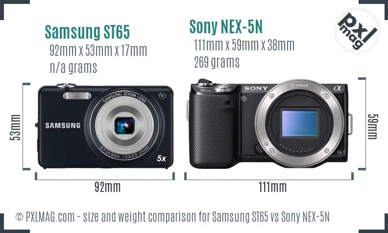 Samsung ST65 vs Sony NEX-5N size comparison