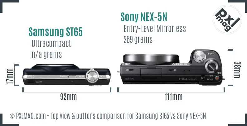 Samsung ST65 vs Sony NEX-5N top view buttons comparison