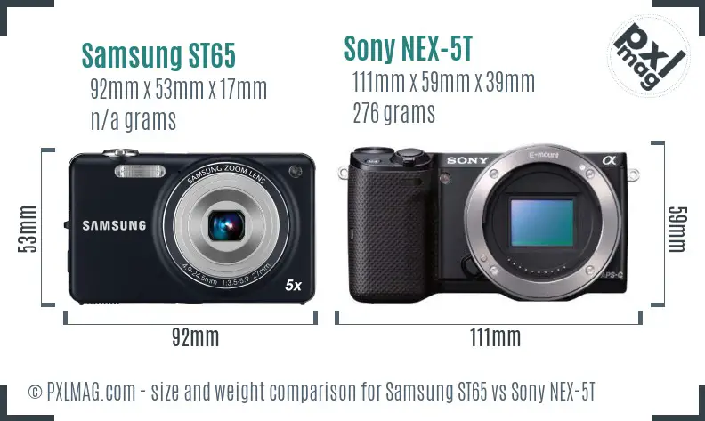 Samsung ST65 vs Sony NEX-5T size comparison