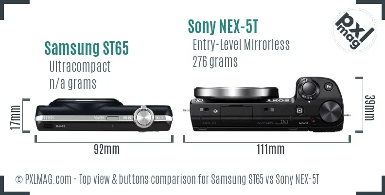 Samsung ST65 vs Sony NEX-5T top view buttons comparison
