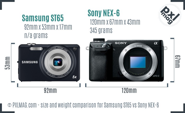 Samsung ST65 vs Sony NEX-6 size comparison