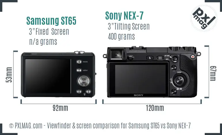 Samsung ST65 vs Sony NEX-7 Screen and Viewfinder comparison