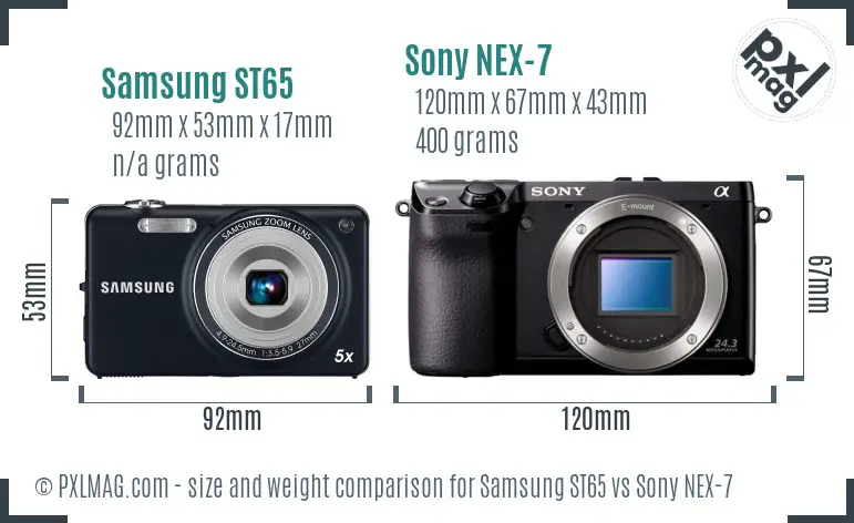 Samsung ST65 vs Sony NEX-7 size comparison