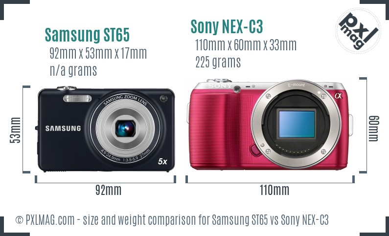 Samsung ST65 vs Sony NEX-C3 size comparison