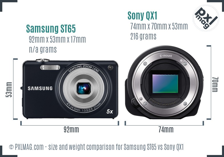 Samsung ST65 vs Sony QX1 size comparison Samsung ST65 vs Sony QX1 size comparison