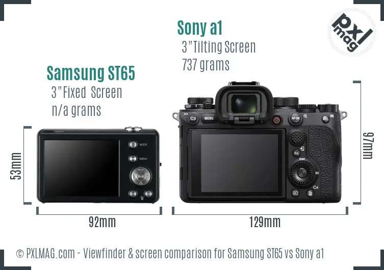 Samsung ST65 vs Sony a1 Screen and Viewfinder comparison