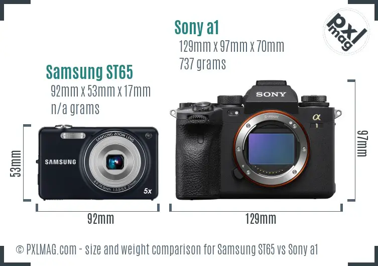Samsung ST65 vs Sony a1 size comparison