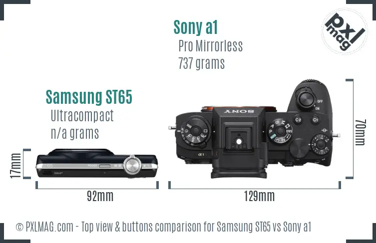 Samsung ST65 vs Sony a1 top view buttons comparison