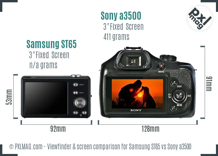 Samsung ST65 vs Sony a3500 Screen and Viewfinder comparison